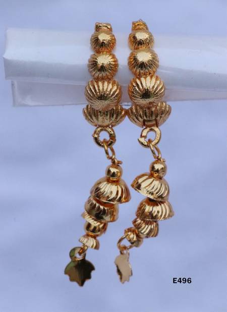 Golden Latest Fancy Jumka Earrings Collection E496